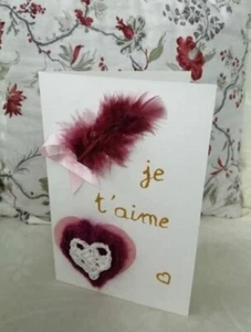 Carte pour dire je t'aime Papier épais coeur crocheté (220118) - Imagen 1 de 4