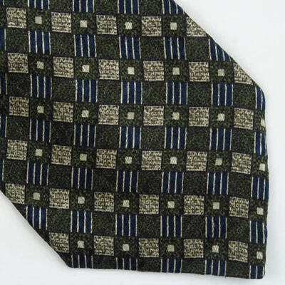 Haggar Corporate Casuals Mens Neck Tie Green Blue Multi Goemetric All Silk 58x4 - Image 1 of 4