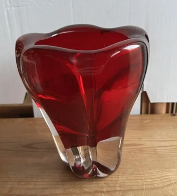 Whitefriars Red Molar Glass Designer Vase by Geoffrey Baxter H18cm - image 1 of 4