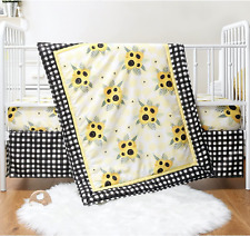The Peanutshell Sunflower Crib Bedding Set for Baby Girls | 3 Piece Nursery Set