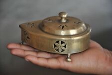 Old Brass Handcrafted Heart/Oval Shape Jali Cut Dhoop Stand,Nice Patina
