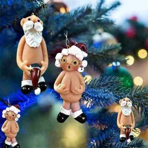 10PS Resina Papá Noel Adorno Desnudo Papá Noel Travieso Divertido Árbol de Navidad Colgante - Imagen 1 de 13