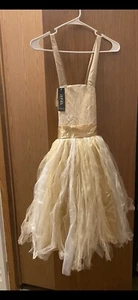 Girls Birthday/ Pageant Silk/Tulle Dress Gold And White Size 8 - Picture 1 of 10