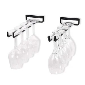 Black Wine Glass Holder Hanging Rack Storage For Cabinet and Bar Iron Home Decor - Picture 1 of 5