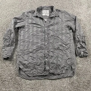 Frank & Eileen Shirt Women Medium Black White Glen Plaid Anchor Nautical Crinkle - Picture 1 of 12