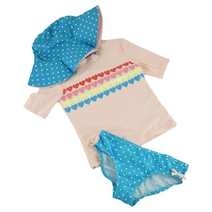 Carter's Girl's 3-Piece Hearts Rash Guard Swim Set, size 4/5 - Picture 1 of 4