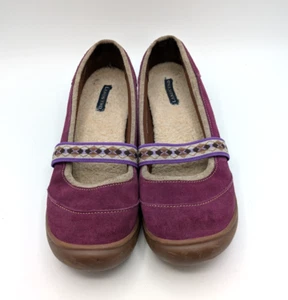 Land End Shoes Womens 8 B Mary Jane Flats 380875 Purple Suede Leather Slip On - Picture 1 of 11