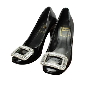 Decolte Roger Vivier Belle Vivier cristallo impreziosito tacco 8 vernice nero - Foto 1 di 18