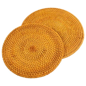 2 Pezzi Sottobicchieri in Rattan Cup Coaster Sottobicchiere Tappetino Bere - Foto 1 di 12