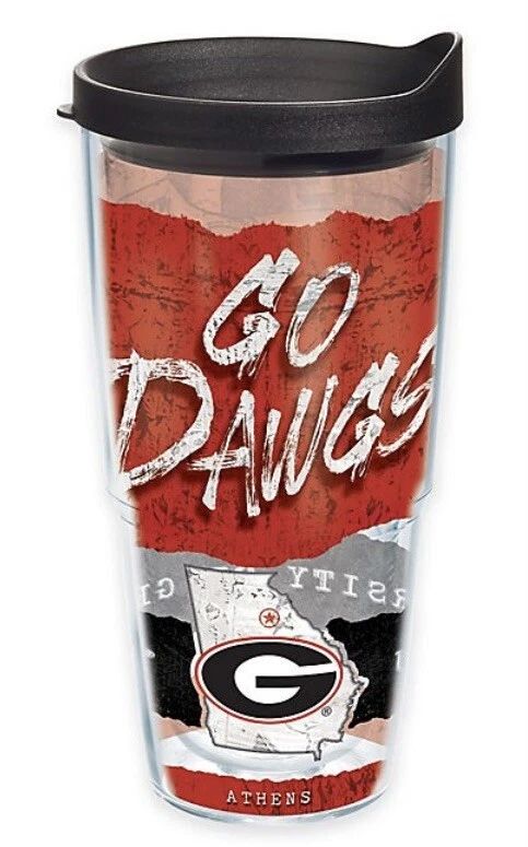 Georgia Bulldogs Tervis Tumbler 24oz Statement Wrap w/ Lid-UGA-Made in USA-New - Image 1 of 1