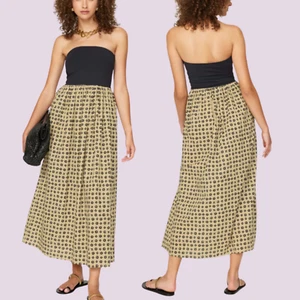Ciao Lucia Tufo Strapless Dress Large Black Boho Maxi Sundress Pull On - Picture 1 of 8