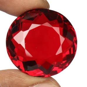 Large Red Topaz 74.10 Ct. Round Faceted Cut Loose Gemstone for Ring & Pendant - Picture 1 of 7