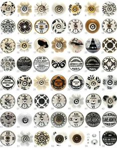 Black white grey cream vintage ceramic knobs drawer pull cupboard door by Sussex - Picture 1 of 58