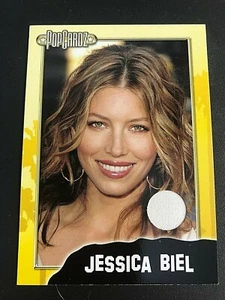 JESSICA BIEL 2008 PopCardz Series 1 Memorabilia Celebrity Swatch WORN Card #1 - Picture 1 of 2