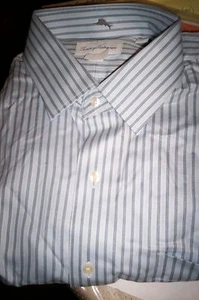 NWT TOMMY BAHAMA MENS SPREAD COLLAR DRESS SHIRT-GRAY/BLACK STRIPE-17 32/33 - Picture 1 of 1