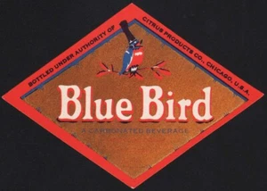 Vintage soda pop bottle label BLUE BIRD Citrus Products Chicago diamond shaped - Picture 1 of 2