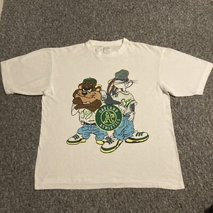 VTG Oakland Athletics Looney Tunes Single Stitch T-Shirt 1990s Box Fit Men's XL - Picture 1 of 5