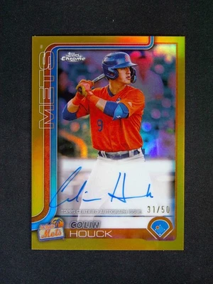 2025 Topps Pro Debut Chrome Colin Houck Auto Gold Refractor /50 - Image 1 of 2