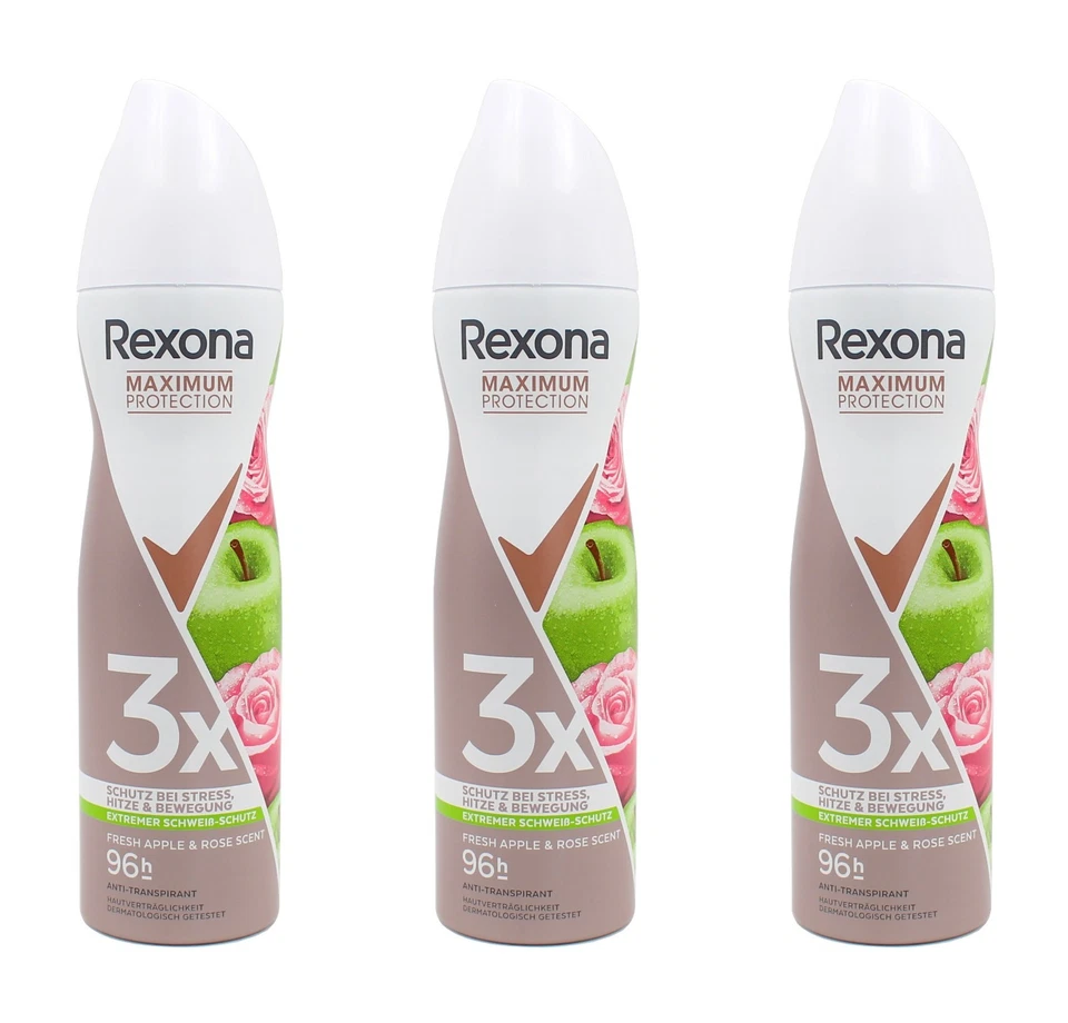Rexona Maximum Protection Fresh Apple & Rose Scent Anti-Transpirant, 3x150ml EA5 - Bild 1 von 1