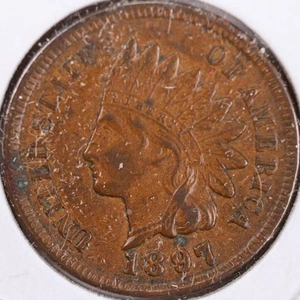 Centavo cabeza india 1897, moneda sin circular Abt, tienda #CT0332 - Imagen 1 de 2