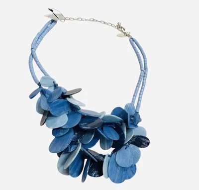 Collar Babero Disco Azul Chicos Cuentas Capas Ligero Acrílico Boho Declaración Foto 1 de 4