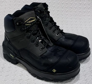 TERRA 6" Gantry 6 Eye Black Leather Safety Toe CSA Waterproof Work Boots Mens 7 - Picture 1 of 15