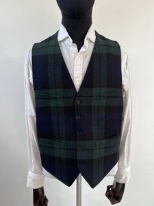 Stunning Hackett Black Watch Tartan 100% Wool Waistcoat Size 40" Long RRP £195 - Picture 1 of 9