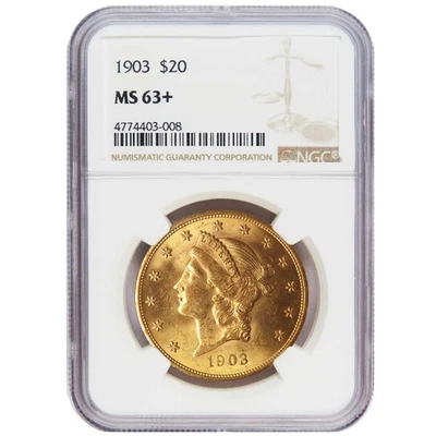 1903 $20 Liberty Head Gold NGC MS63+ - Image 1 of 3