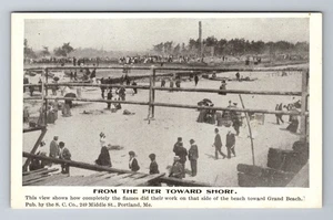 Portland ME-Maine, vom Pier am Grand Beach 1866 Großer Brand Vintage Postkarte - Bild 1 von 2