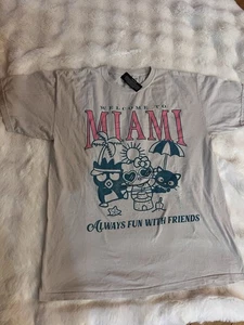Hello Kitty and Friends Bioworld Miami Badtz Maru  Green And Pink Vacation Shirt - Picture 1 of 4