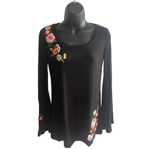 Womens Boho Chic Top Size S Embroidered Floral Festival Romantic Artsy Statement - Picture 1 of 7