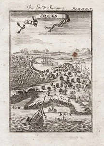 Sawakin Suakin Sudan Red Sea Ansicht view Mallet Kupferstich engraving 1719 - Bild 1 von 1