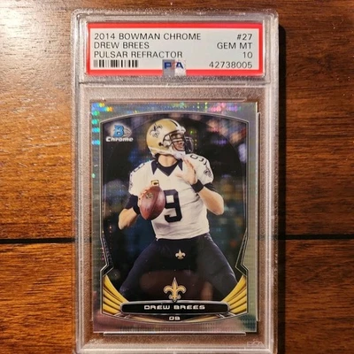 2014 BOWMAN CHROME DREW BREES #27 PULSAR REFRACTOR NUMBERED 3/271 PSA 10 - Image 1 of 4