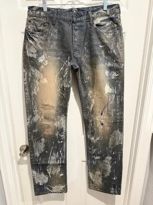 M'S NWOT $398 PRPS GOODS BARRACUDA E80P58X VINTAGE PAINTERS DRIP JEAN 33 W34X34L - Image 1 of 4