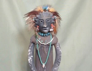 Native American 16" Tall  Primitive Shaman ONE of a KIND Statue    SIGNED - Picture 1 of 8