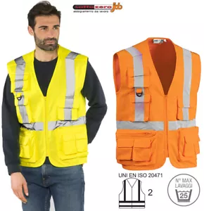 Arbeitsweste ärmellos Taschen neonorange hohe Sichtbarkeit reflektierend SC - Bild 1 von 12