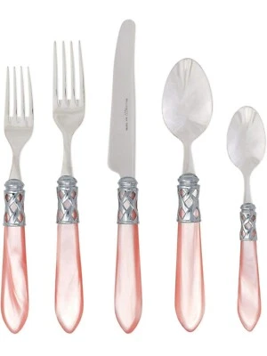 Vietri Aladdin 辉煌浅粉色 5 件套套装,18/10 不锈钢 — 第 1/4 张图片