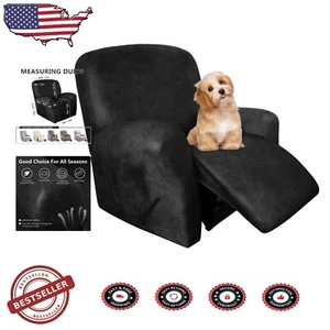 Non-Slip & Machine Washable Recliner Chair Covers - 4 Piece Set in Dark Grey - Picture 1 of 10