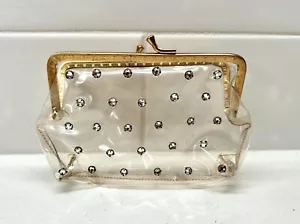 Borsa da sera pochette chiusura bacio strass plastica trasparente vintage anni 50/60 - Foto 1 di 7