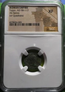 NGC XF, Marcus Vlpius TRAIANUS (98 - 117 AD) Semis (or Quadrans) - Picture 1 of 3