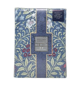 WILLIAM MORRIS England KING Cotton Sateen Garden Blue & Sage Duvet Cover Set - Picture 1 of 2