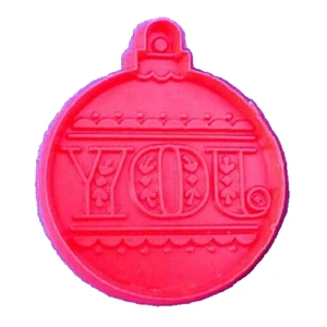 Hallmark COOKIE CUTTER Christmas Vintage JOY Ornament RED Plastic Holiday SOFT  - Picture 1 of 2