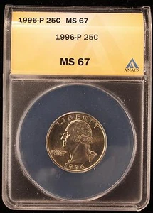 Moneda de Estados Unidos WASHINGTON QUARTER 1996 EXCELENTE UNC ANACS MS67 (773) - Imagen 1 de 1