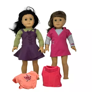 AMERICAN GIRL lotto 2 bambole più vestiti top capelli castani neri - Foto 1 di 22