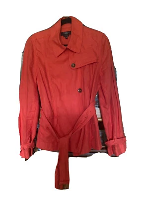 Talbots  $298Sz 16P Heavy Irish Linen Orange Trench Coat Style Jacket Blazer NEW - Image 1 of 4