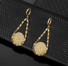 18k Gold Plated North Africa Jewellery Drop Dangle Earrings Old Colony Coins