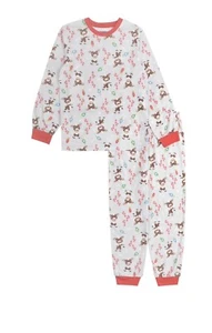 Kids size 4 Christmas reindeer two piece pajama set New! Long Sleeve - Picture 1 of 5