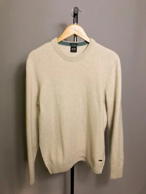 hugo boss amitrovo sweater wool cotton mens beige knit italian yarn Sz XL - Image 1 of 4