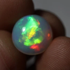 7 Ct 14.1x14.1 MM Natural Rainbow Play Flashy Fire Ethiopian Opal Round Cabochon - Picture 1 of 15