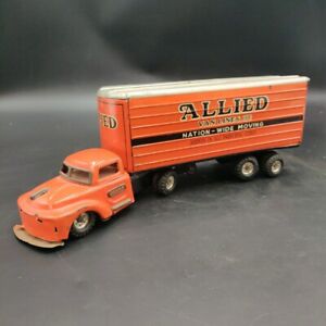 Allied Van Lines Tin Toy Truck Vintage Litho Toy 1950s Trailer Semi Trailer